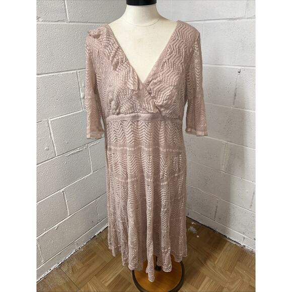 Rabbit Rabbit Design 1/2 Sleeve Lace Midi Dress Blush Pink Fairycore Babydoll B2 - Picture 1 of 13